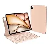 HOU Tastatur Hülle für iPad Air 6 11 Zoll, iPad Pro 11 Hülle mit Tastatur (4./3./2./1st),Kompatibel mit iPad Air 5, iPad Air 4. Generation, Ultra Slim,Verstellbarer Ständer,QWERTZ,Rosa