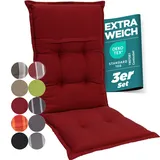 gardisun Gartenstuhlauflagen Hochlehner I Extra Dicke Sitzauflagen I Made in Europe I Ideale Polsterauflagen für Hochlehner Gartenstuhl I Auflagen mit hoher Lichtechtheit I 3er Set I Rot