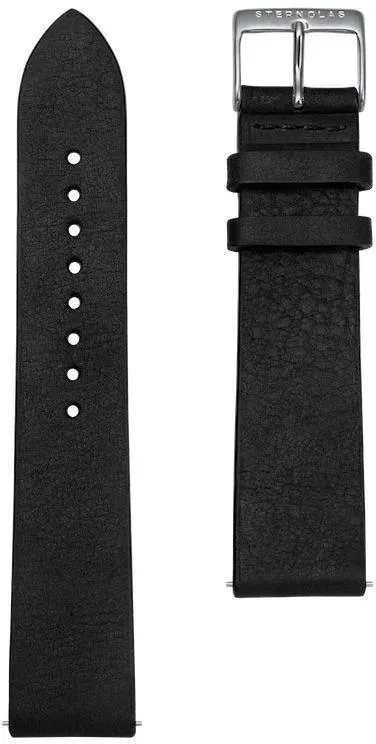 STERNGLAS - STRAP - Lederarmband - vintage schwarz - silber gebürstet / 20 MM