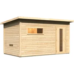 Karibu Gartensauna Saunahaus Hytti 6 naturbelassen Energiesparende Saunatür Ohne Ofen