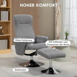 Homcom Relaxsessel mit Hocker Samt 71 x 104 x 69 cm Grau drehbar/neigbar