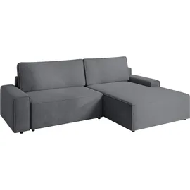 TRENDMANUFAKTUR Eckcouch Polyester mit Bettkasten 3-Sitzer Grau