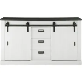 Home Affaire Sideboard HOME AFFAIRE "SHERWOOD", weiß (pinie weiß dekor), B:161cm H:91cm T:43cm, Sideboards, Sideboard, Holz Dekor, mit Scheunentorbeschlag und Apothekergriffen, Breite 161cm
