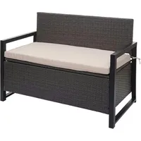 Mendler Poly-Rattan 2er Sitzbank HWC-F39, Gartenbank Truhenbank, Staufach Aufbewahrung