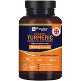 Bio-Kurkuma 2280 mg (hochdosiert) mit schwarzem Pfeffer & Ingwer - 180 vegane Kurkuma-Kapseln mit dem Wirkstoff Curcumin I UK Hergestellt von Prowise Healthcare