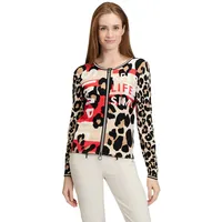 Betty Barclay Damen Feinstrickjacke mit Print Red/Nature,48 - 48