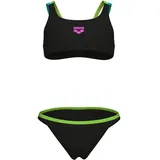 Arena Kinder Bikini GIRL'S TWO PIECES SWIMSUIT, BLACK-SOFT GREEN-WATER-SOFT GREEN, 116