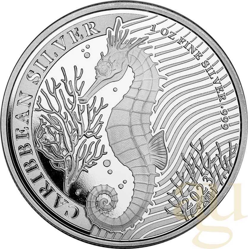 1 Unze Silbermünze Barbados Seepferdchen 2023