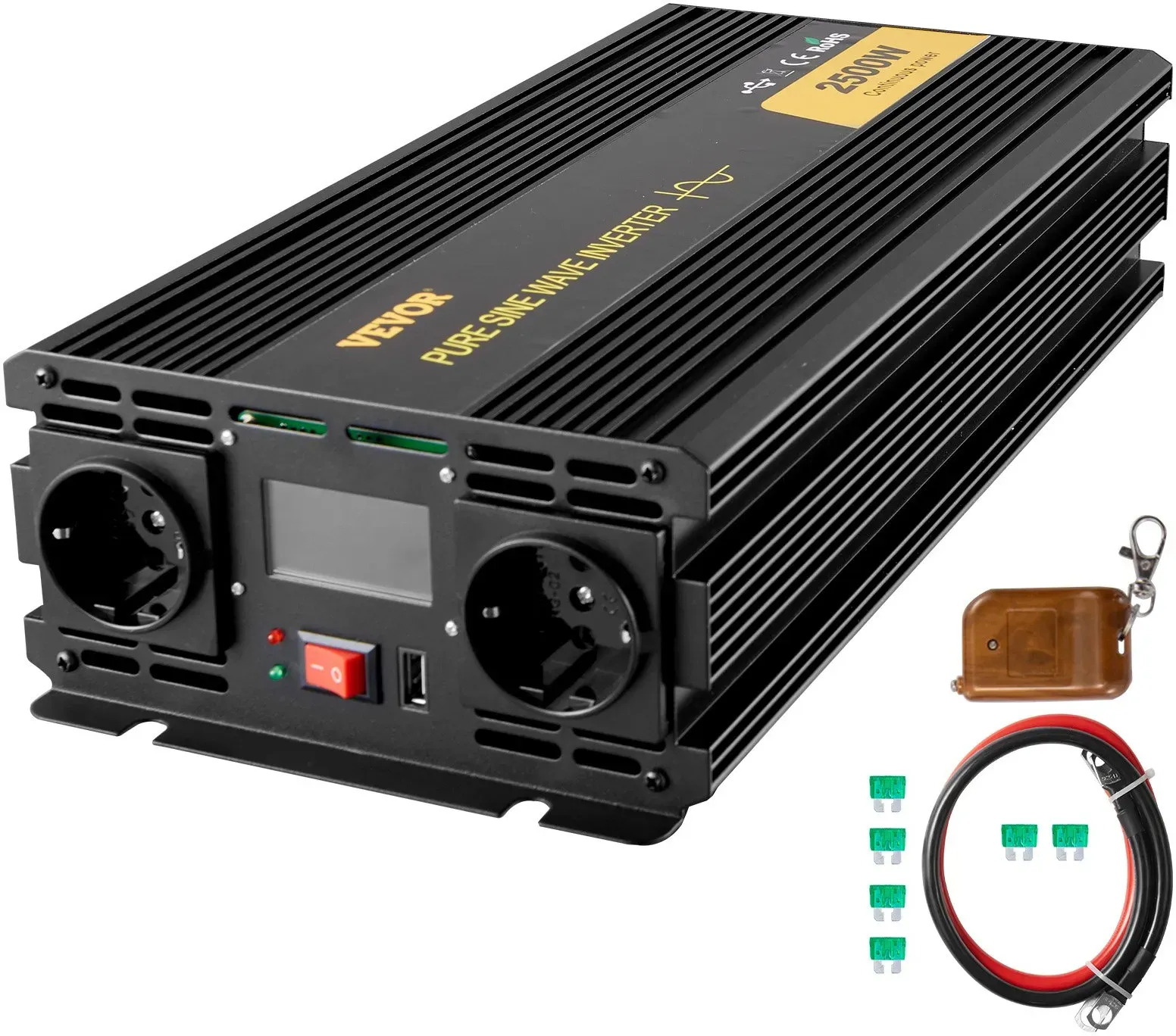 VEVOR 230V Spannungswandler Wechselrichter 2500W Reiner Sinuswellen Wechselrichter GYS-2500W 12V DC Reine Sinuswellenleistung Reiner Sinus-Wechselrichter
