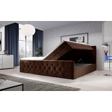 luxusbetten24 Boxspringbett Velutto mit Stauraum H3 (70-100kg) - Braun