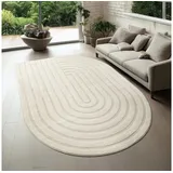 The CarPET Everest - moderner Kurzflor Teppich Wohnzimmer Schlafzimmer mit Hoch-Tief-Effekt, 3D Effekt, hohe Flordichte und angenehm weich, Creme, 160 x 230 cm