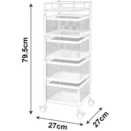 [en.casa] Rollwagen Sunndal mit 4 Ebenen 79,5x27x27cm Weiss