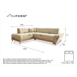 miuform Eckcouch Polyester 2-Sitzer Türkis