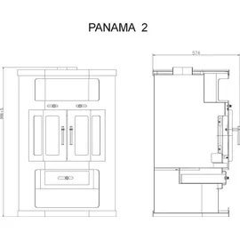 V05 EEK a Eck-Kaminofen Victoria Panama2 mit Flügeltüren, gussgrau, dauerbrandfähig – 9kW