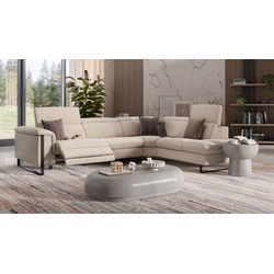 Stoff Wohnlandschaft VIENNA hochwertig mit Relaxfunktion Eckcouch - Beige