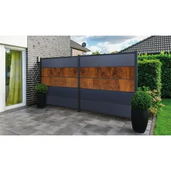 HPL Steckzaun – Zaunelement 179,2 × 177,5 cm, HPL Sichtschutz mit 5 Lamellen, modern & pflegeleicht, wetterfest, Gartenzaun in 4 Farbvarianten