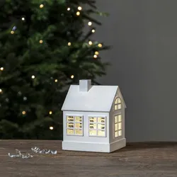 LED Haus Lichthaus Dekohaus Leuchthaus Glitzerhaus Wasserlaterne H: 15,5cm Timer