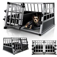 Juskys Alu Hundetransportbox L-X 89 x 70 x 51 cm Schwarz/Silber