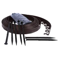 Flexible Rasenkante aus Kunststoff, Kunstraseneinfassung, Mähkante, Beeteinfassung, Beetumrandung, Braun + Befestigungsnägel - 4cm Hoch (50m, Braun)