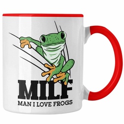 Trendation Tasse Lustige Frosch Tasse Geschenk für Froschliebhaber Lustig MILF Man I L rot