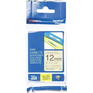 Brother TZe-MPGG31 P-touch Schriftband (laminiert), schwarz auf gold, 12mm x 4m