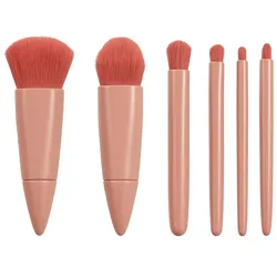 Technique Pro 5-teiliges Reise-Makeup-Pinselset mit Spiegel Rose 