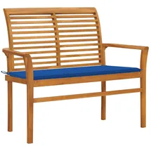 vidaXL Gartenbank Massivholz Teak 112 cm Königsblaue Auflage