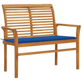 vidaXL Gartenbank Massivholz Teak 112 cm Königsblaue Auflage