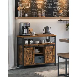 VASAGLE Sideboard 100 x 80 x 33 cm Braun/Schwarz