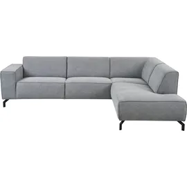 Home Affaire Ecksofa HOME AFFAIRE "LORCAN mit Metallfüßen, Breite 275 cm, weiches Sitzgefühl", grau (hellgrau), B:275cm H:77cm T:210cm, Struktur weich: (85% Polyester, 15% Nylon), Sofas, Ecksofa, Metallfüße, Lederoptik, Struktur, Bouclé