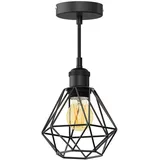ledscom.de RETRA 1-flg. 30 cm Käfig-Schirm schwarz mit goldener LED Lampe