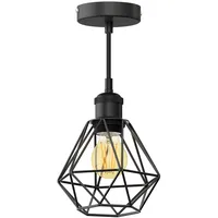 ledscom.de RETRA 1-flg. 30 cm Käfig-Schirm schwarz mit goldener LED Lampe