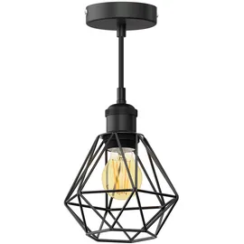 ledscom.de RETRA 1-flg. 30 cm Käfig-Schirm schwarz mit goldener LED Lampe