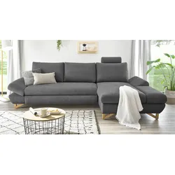 Furn.Design Ecksofa in grau Struktur-Stoff Wohnzimmer Sofa Skalm