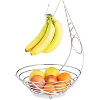 Relaxdays Obstschale mit Bananenhalter, Obstkorb 29,5 x 32 cm,