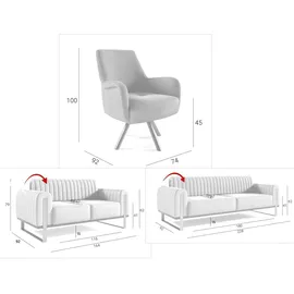 Fun Möbel Sofaset Valerie 3-2 Und Drehsessel
