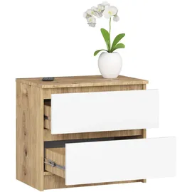 Milord Kommode K60 mit 2 Schubladen 60 x 55 x 40 cm Artisan Eiche / Weiß