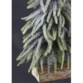 I.GE.A. Künstlicher mini Tannenbaum geeist auf Holzsockel grün 32 cm