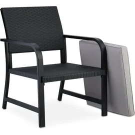 Relaxdays Balkonmöbel Set 3-teilig in Rattan-Optik - Schwarz