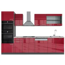 Vicco Küchenzeile R-Line 300 cm Rot Hochglanz