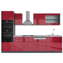 Vicco Küchenzeile R-Line 300 cm Rot Hochglanz