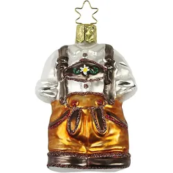 Inges Glas Christbaumschmuck Lederhosen Wiesn Gaudi Glas 8 cm braun/weiß