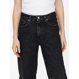 Only High-waist-Jeans "ONLJUICY HW WIDE LEG REA244", Damen, Gr. 30, Länge 32, schwarz denim, Denim/Jeans, Obermaterial: 99% Baumwolle, 1% Elasthan, lang, Jeans High-Waist-Jeans, Baumwollmischung, wide fit