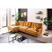 Ecksofa TRENDS BY HG "Samir L-Form" Sofas Gr. B/H/T: 275cm x 89cm x 157cm, Luxus-Microfaser, Recamiere links, gelb (mustard) mit Strasssteinen und goldfarben Applikationen