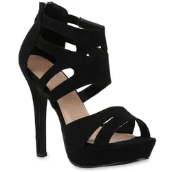 Damen Plateau Sandaletten in Schwarz