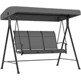 Outsunny Hollywoodschaukel 3-Sitzer, Gartenschaukel mit Verstellbarem Dach, Schaukelbank mit Armlehne, bis 240 kg Belastbar, Metall, Texteline, Dunkelgrau,