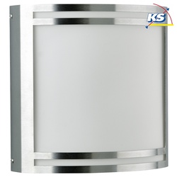 Albert Outdoor LED Wand- und Deckenleuchte Typ Nr. 6407, Cover eckig, IP44,10W 3000K 900lm, Edelstahl / Opalglas ALB-696407