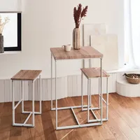 Sweeek Quadratisch Bartisch - Loft - mit 2 Barhockern,