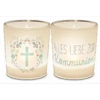 La Vida Windlicht+Teelicht 6x6cm Für Dich Kommunion Kreuz in Geschenkpackung Geschenk