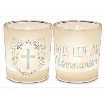La Vida Windlicht+Teelicht 6x6cm Für Dich Kommunion Kreuz in Geschenkpackung Geschenk